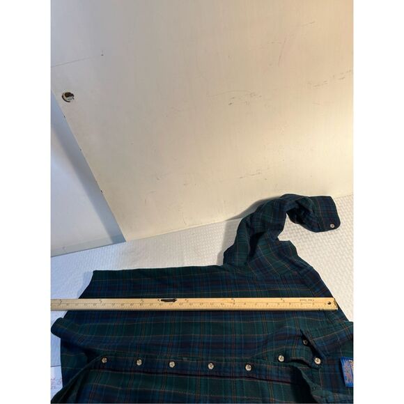 Sir Pendleton 100 virgin wool flannel medium m green plaid button down rn#29685 - Picture 7 of 8